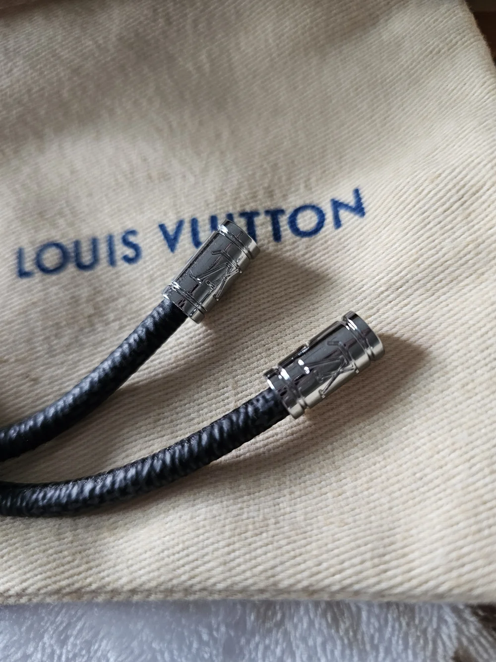 Braided Leather and Silver Logo Key Holder